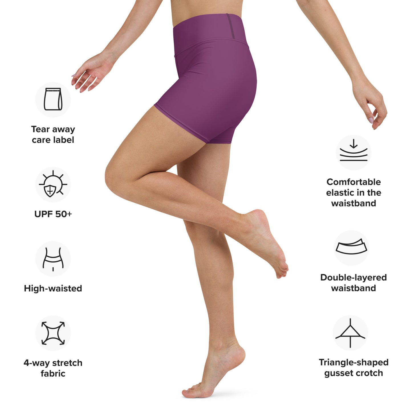 Magenta Purple High-Rise Yoga Shorts - Activewear Well