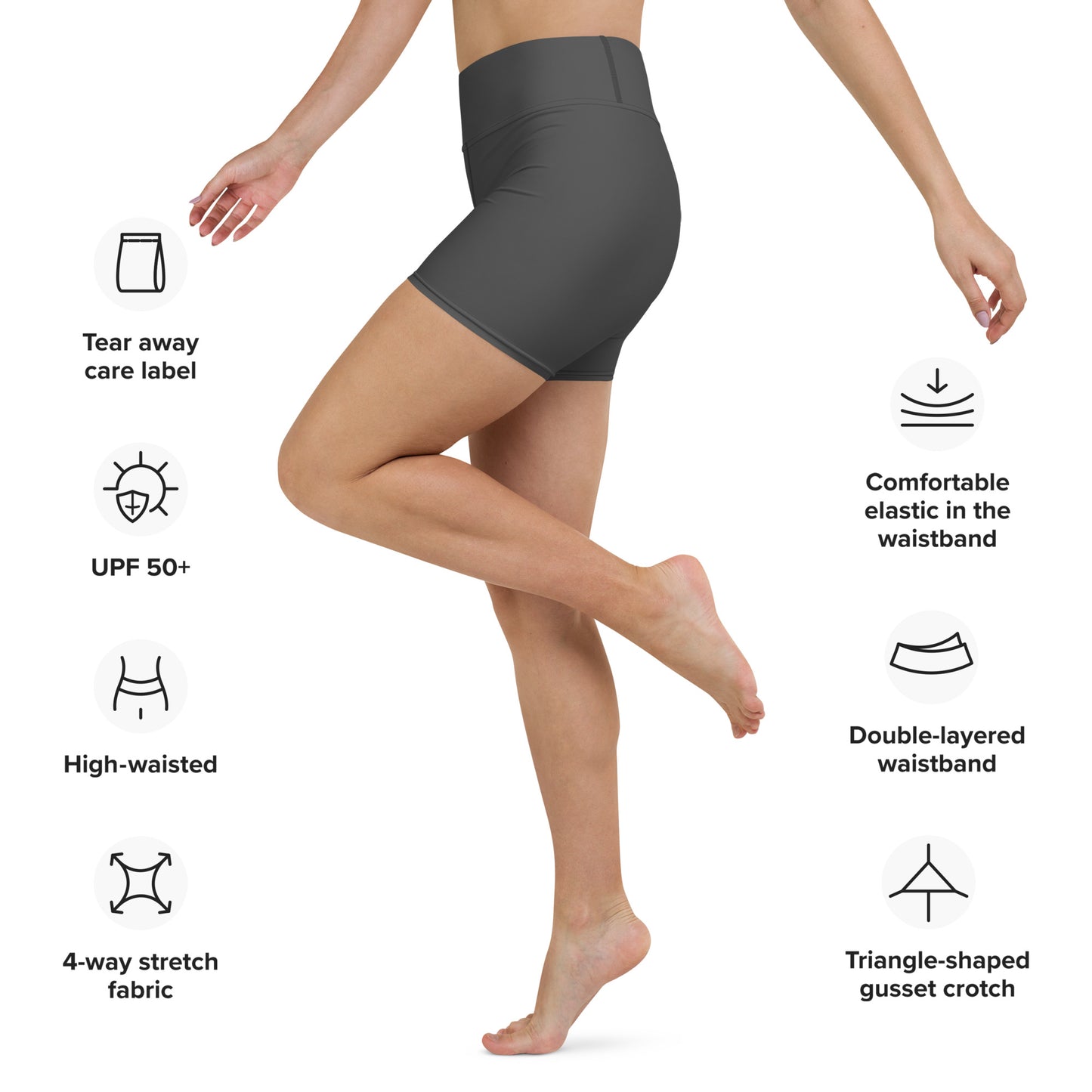 Charcoal High-Rise Yoga Shorts - Activewear Well