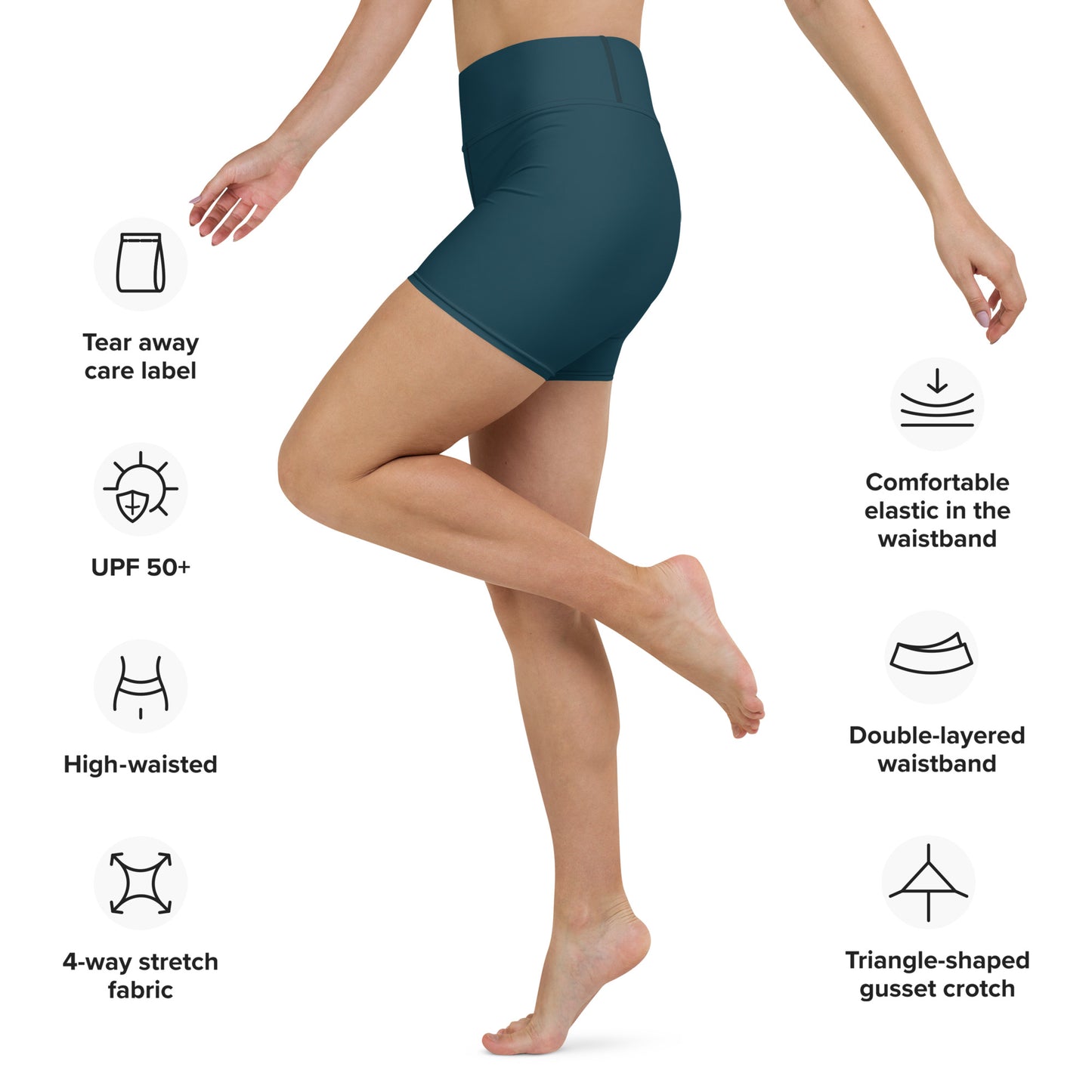 Petrol Blue High-Rise Yoga Shorts - Activewear Well