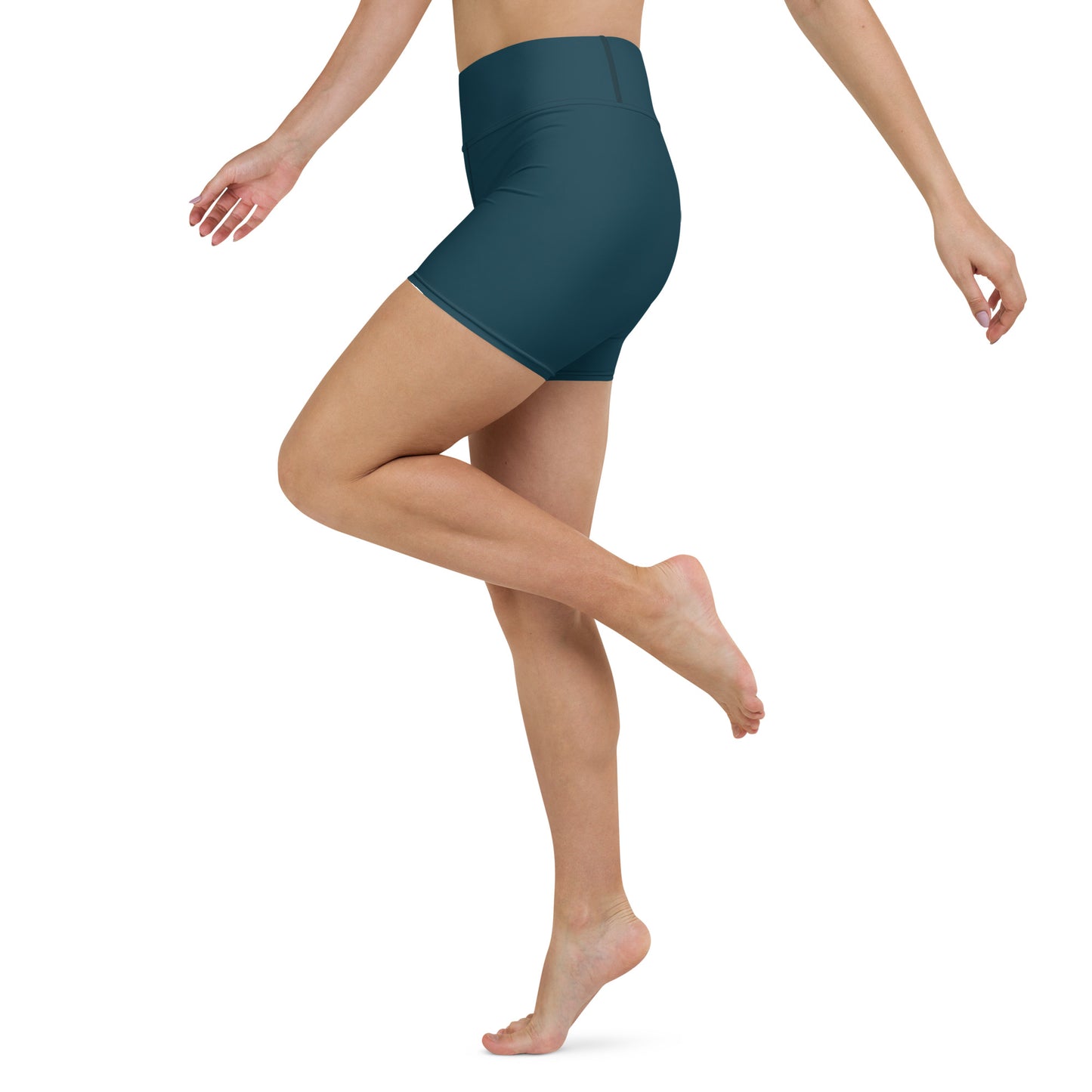 Petrol Blue High-Rise Yoga Shorts - Activewear Well
