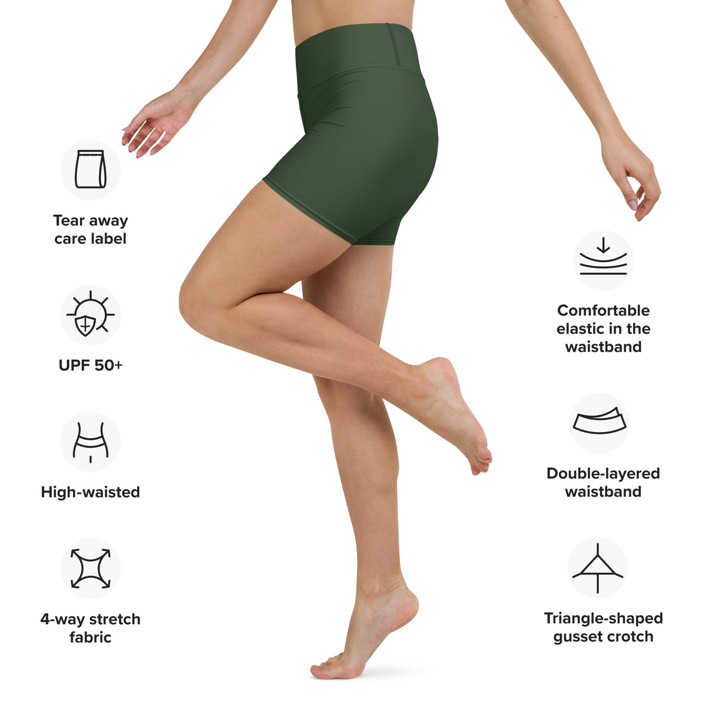 Forest Green High-Rise Yoga Shorts - Activewear Well