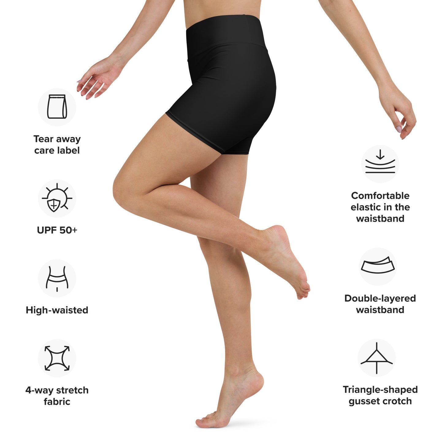 Black High-Rise Yoga Shorts - Activewear Well