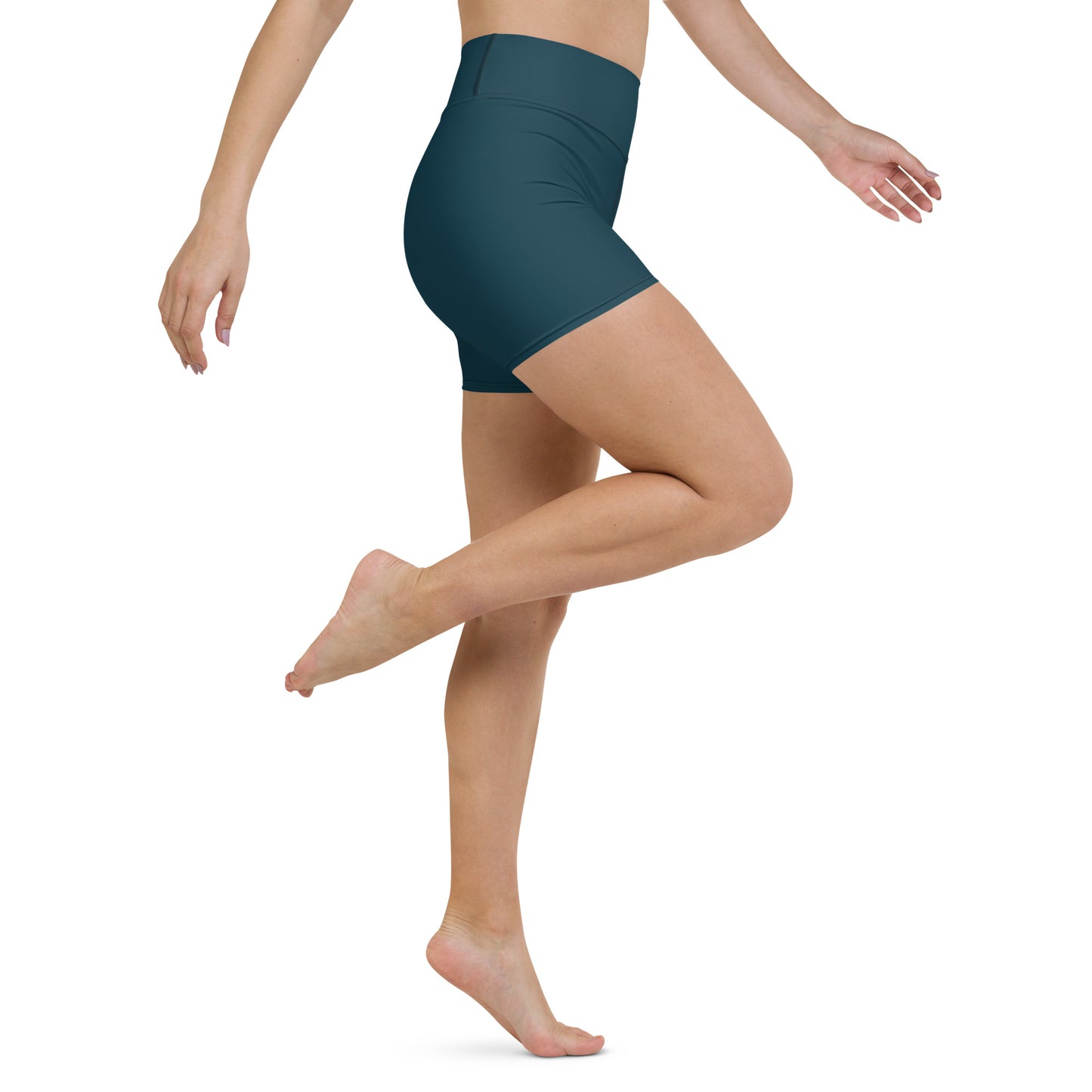 Petrol Blue High-Rise Yoga Shorts - Activewear Well