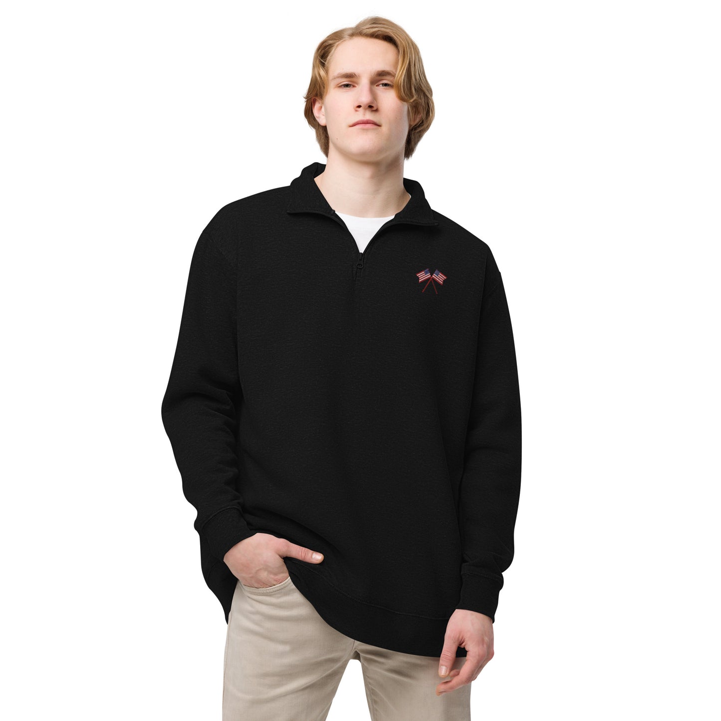 American Flag Fleece Zip Pullover - Activewear Well