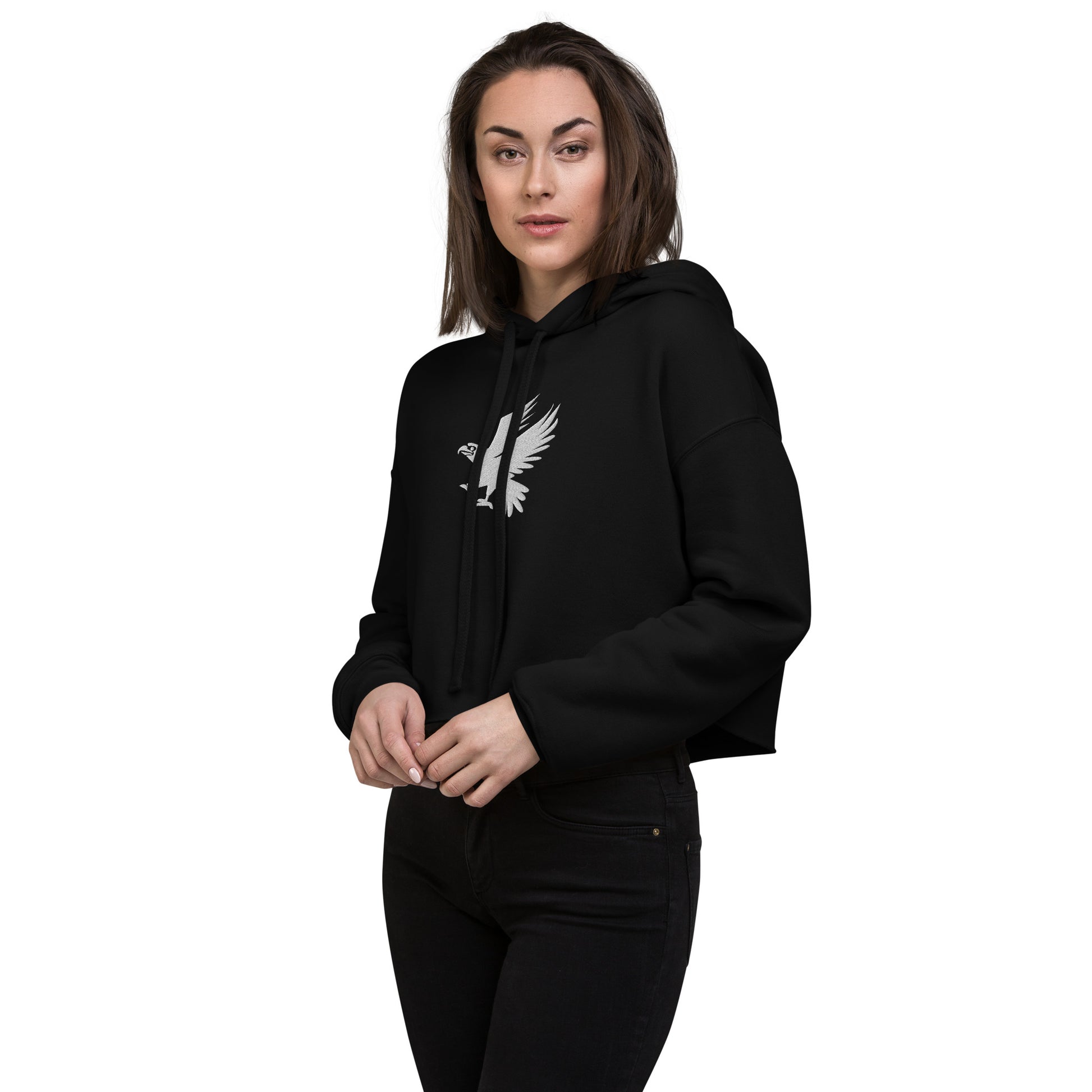 Eagle Embroidered Crop Hoodie - Activewear Well