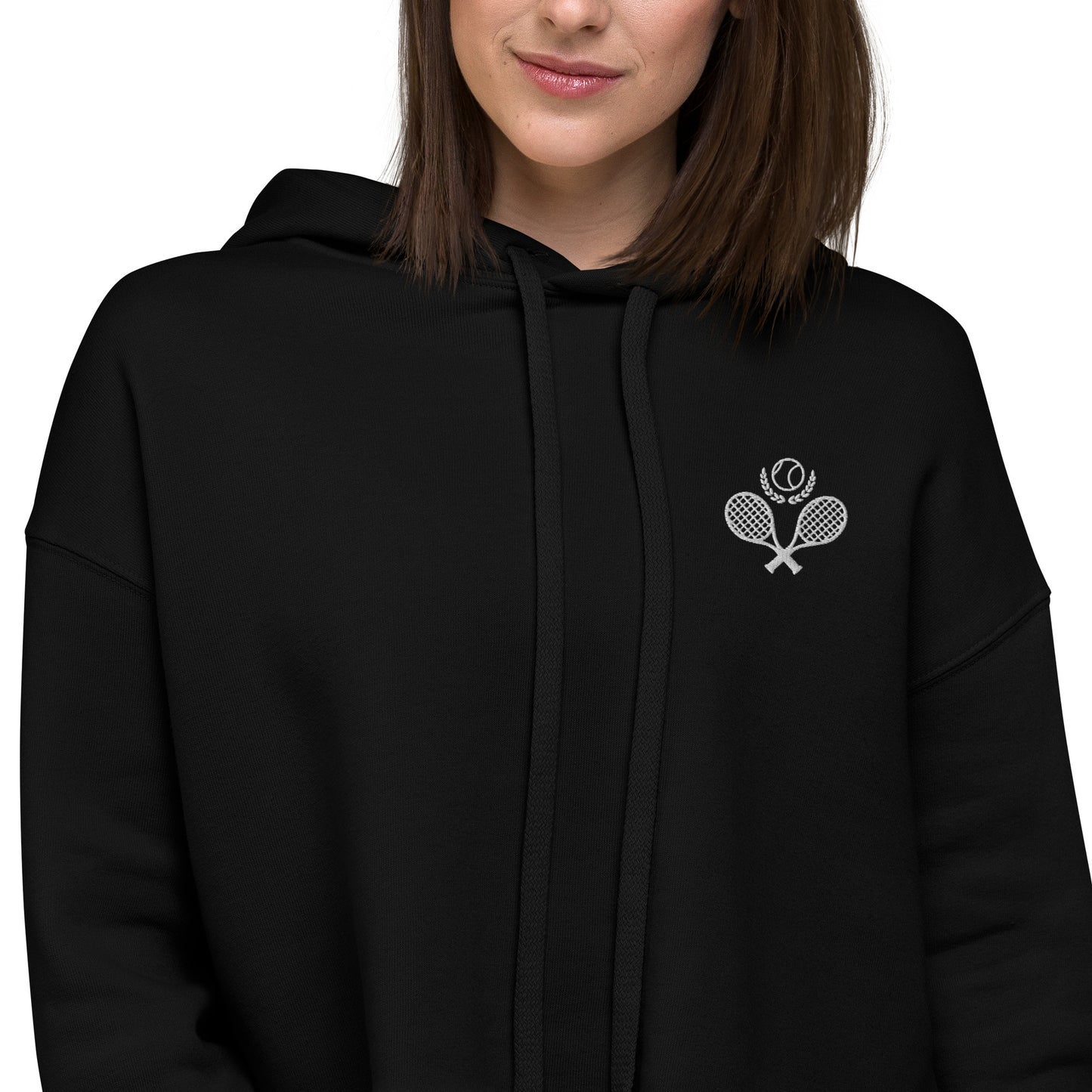 Tennis Embroidered Crop Hoodie - Activewear Well