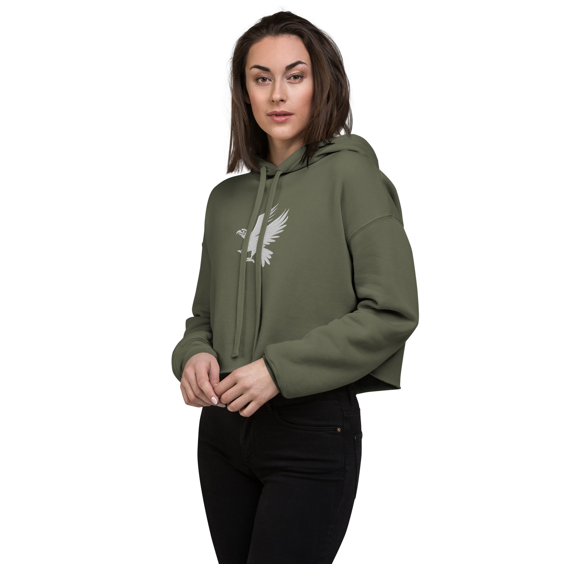 Eagle Embroidered Crop Hoodie - Activewear Well