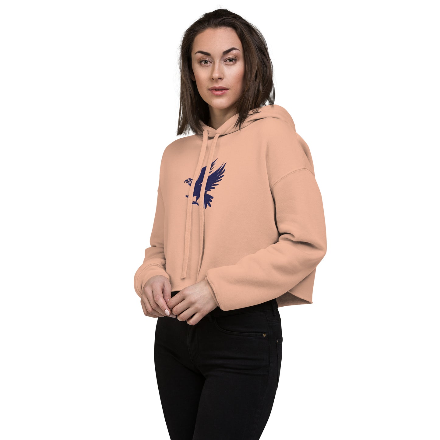 US Eagle Embroidered Crop Hoodie - Activewear Well