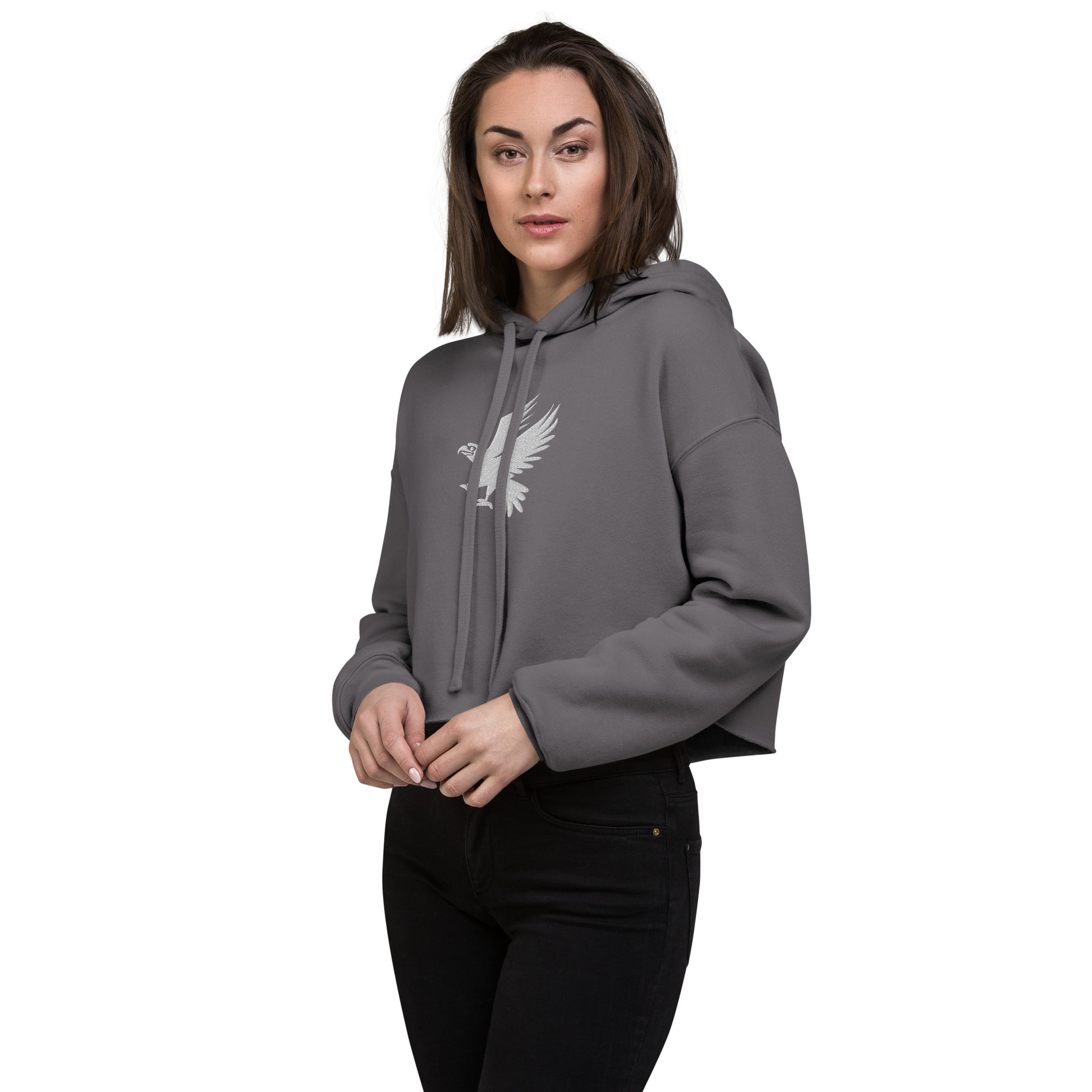 Eagle Embroidered Crop Hoodie - Activewear Well