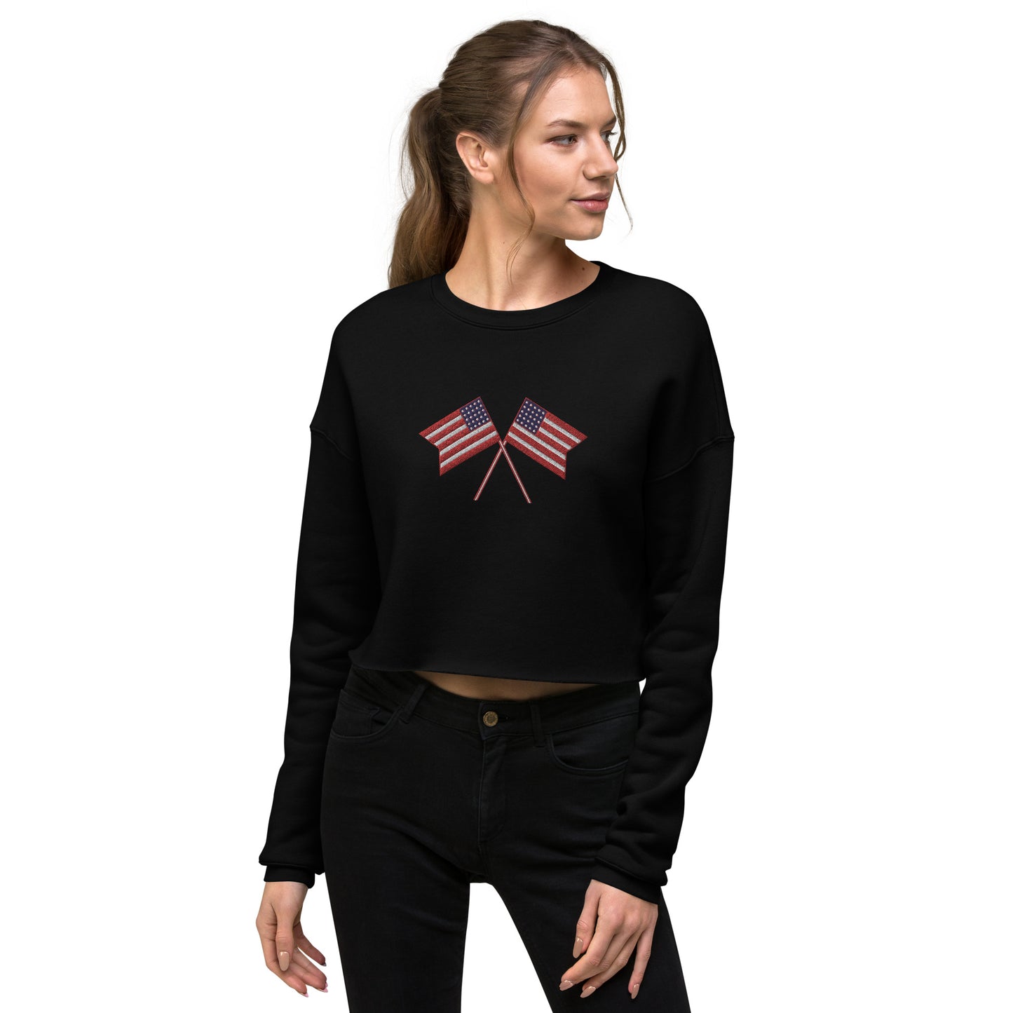 American Flag Women's Crop Sweatshirt - Activewear Well