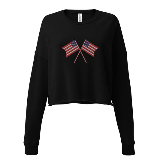 American Flag Women's Crop Sweatshirt - Activewear Well
