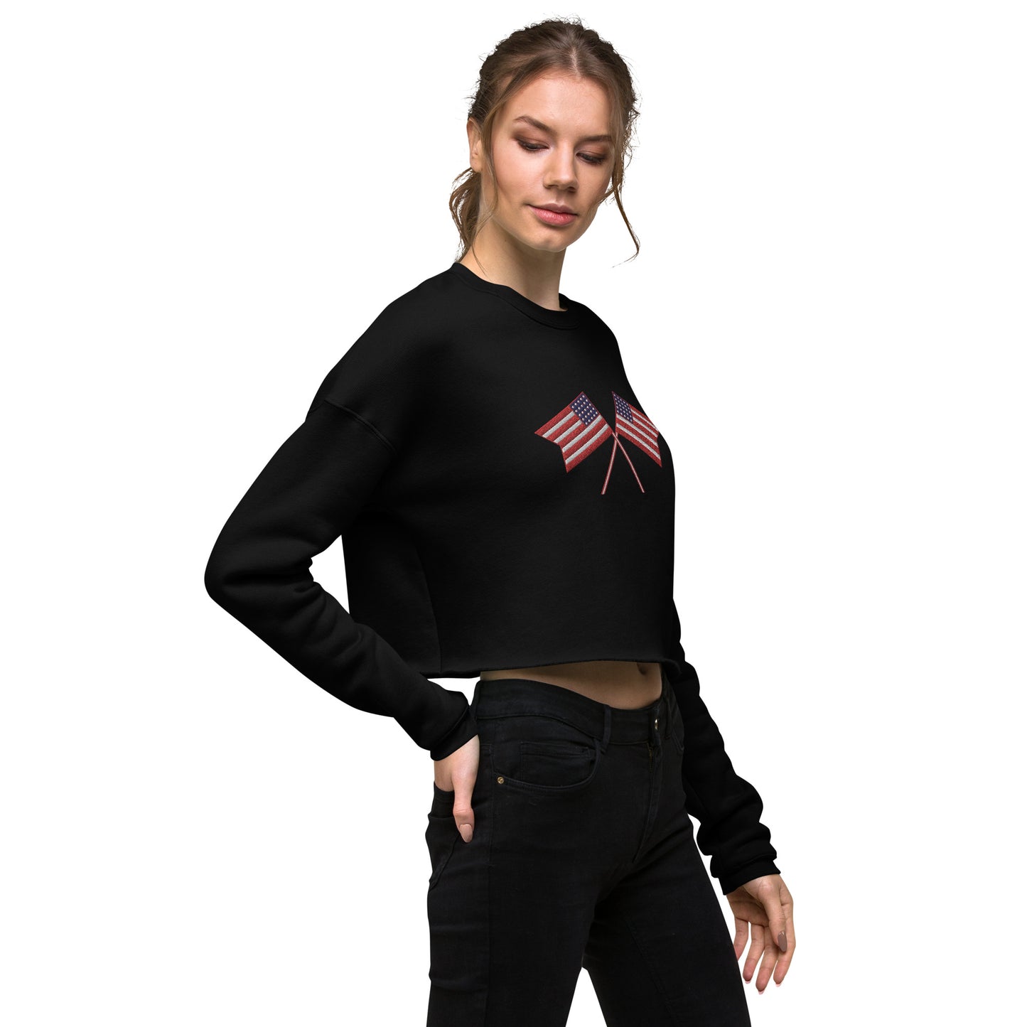 American Flag Women's Crop Sweatshirt - Activewear Well