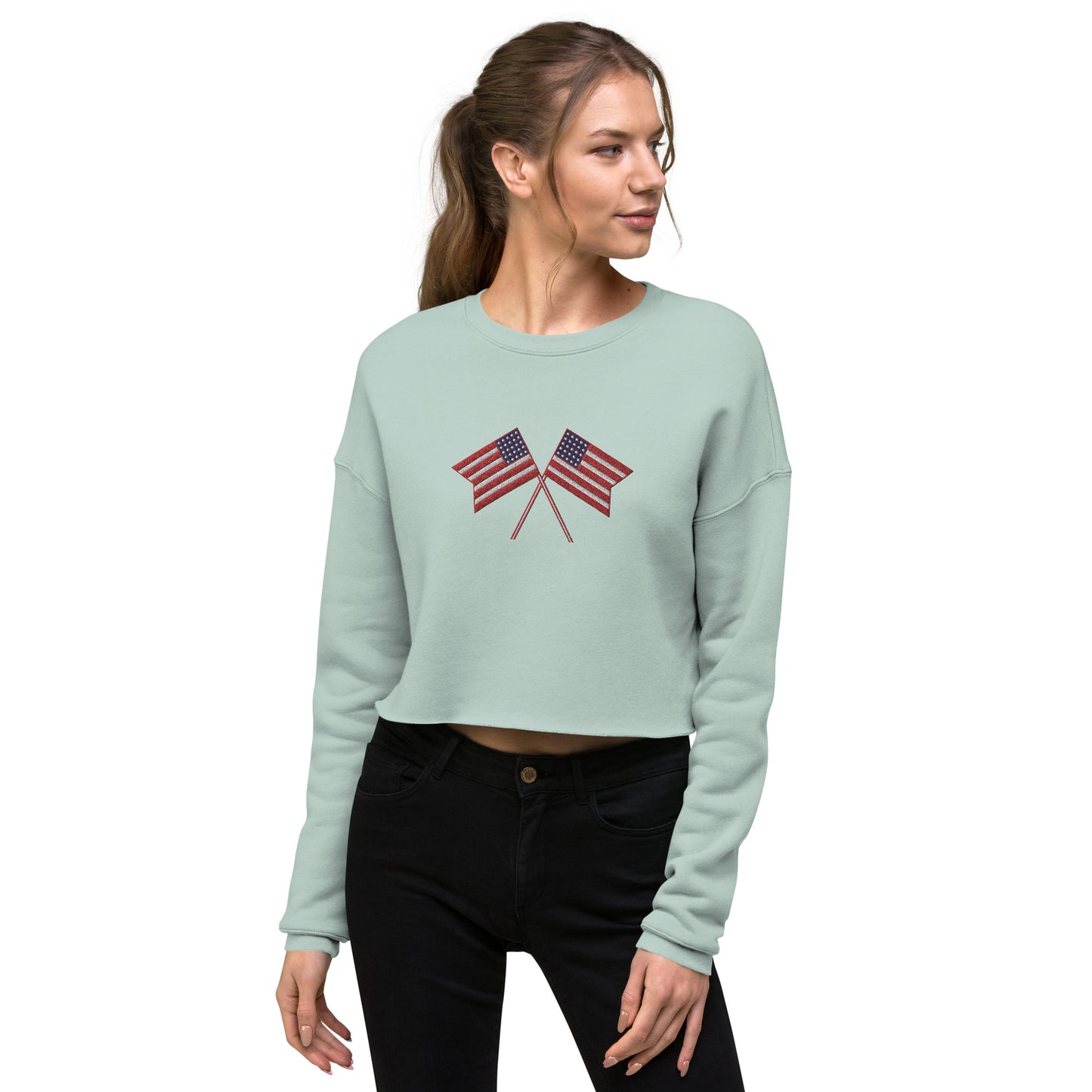 American Flag Women's Crop Sweatshirt - Activewear Well