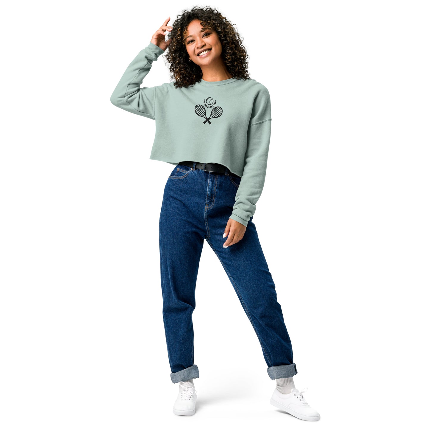 Tennis Racket Women's Crop Sweatshirt - Activewear Well