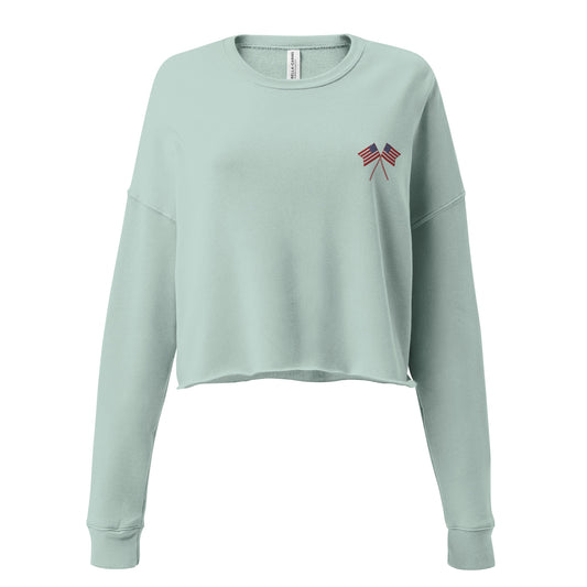 US Flag Women's Crop Sweatshirt - Activewear Well