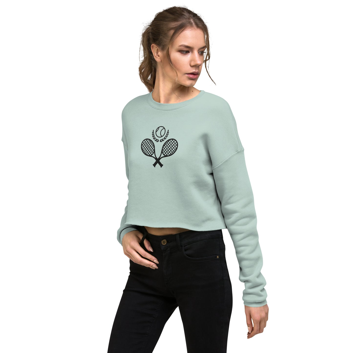 Tennis Racket Women's Crop Sweatshirt - Activewear Well