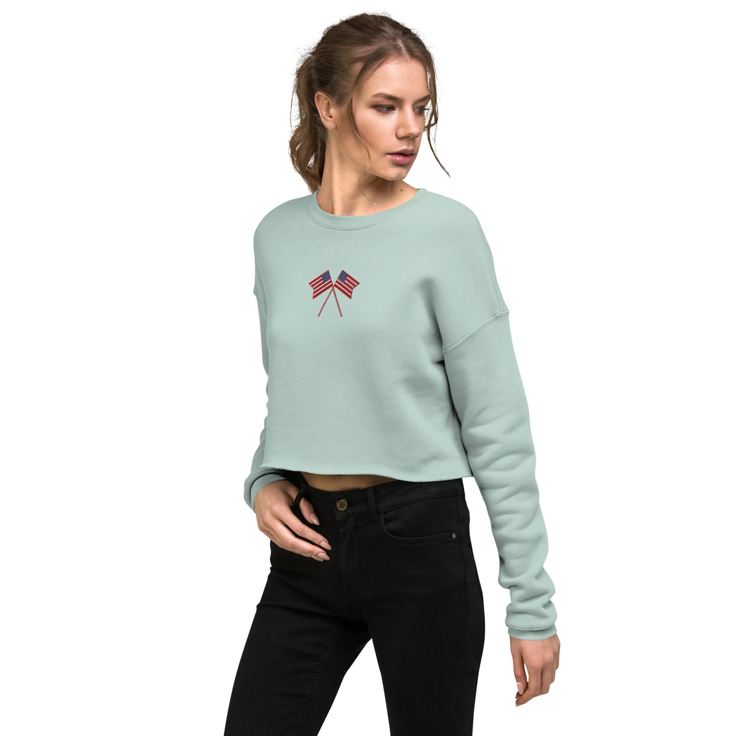 American Flag Crop Sweatshirt - Activewear Well