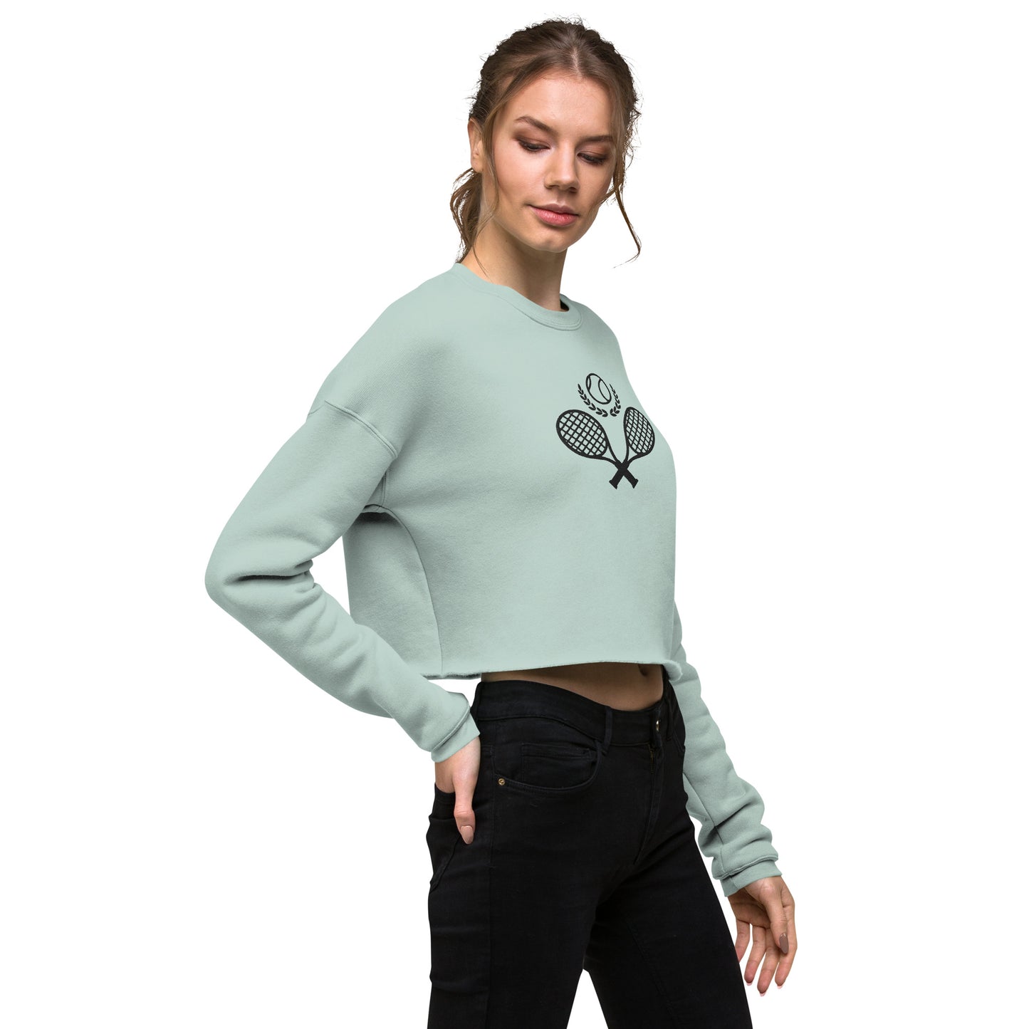 Tennis Racket Women's Crop Sweatshirt - Activewear Well