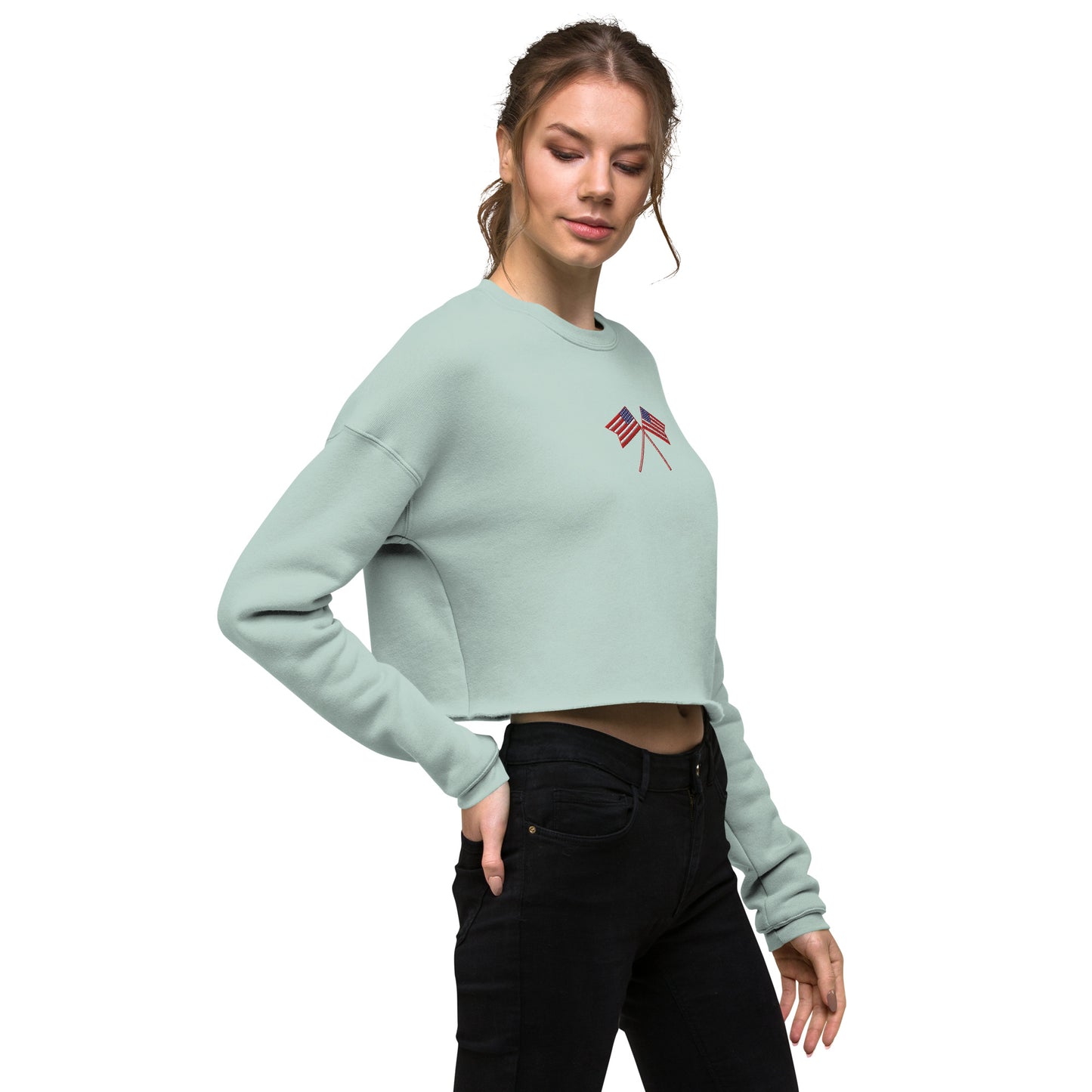 American Flag Crop Sweatshirt - Activewear Well