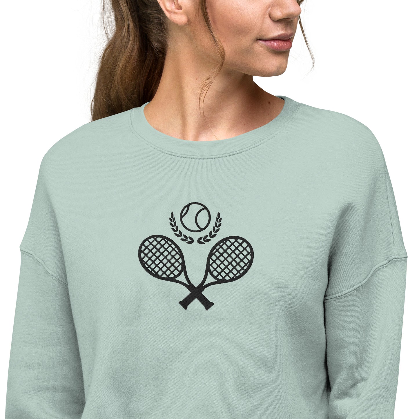 Tennis Racket Women's Crop Sweatshirt - Activewear Well