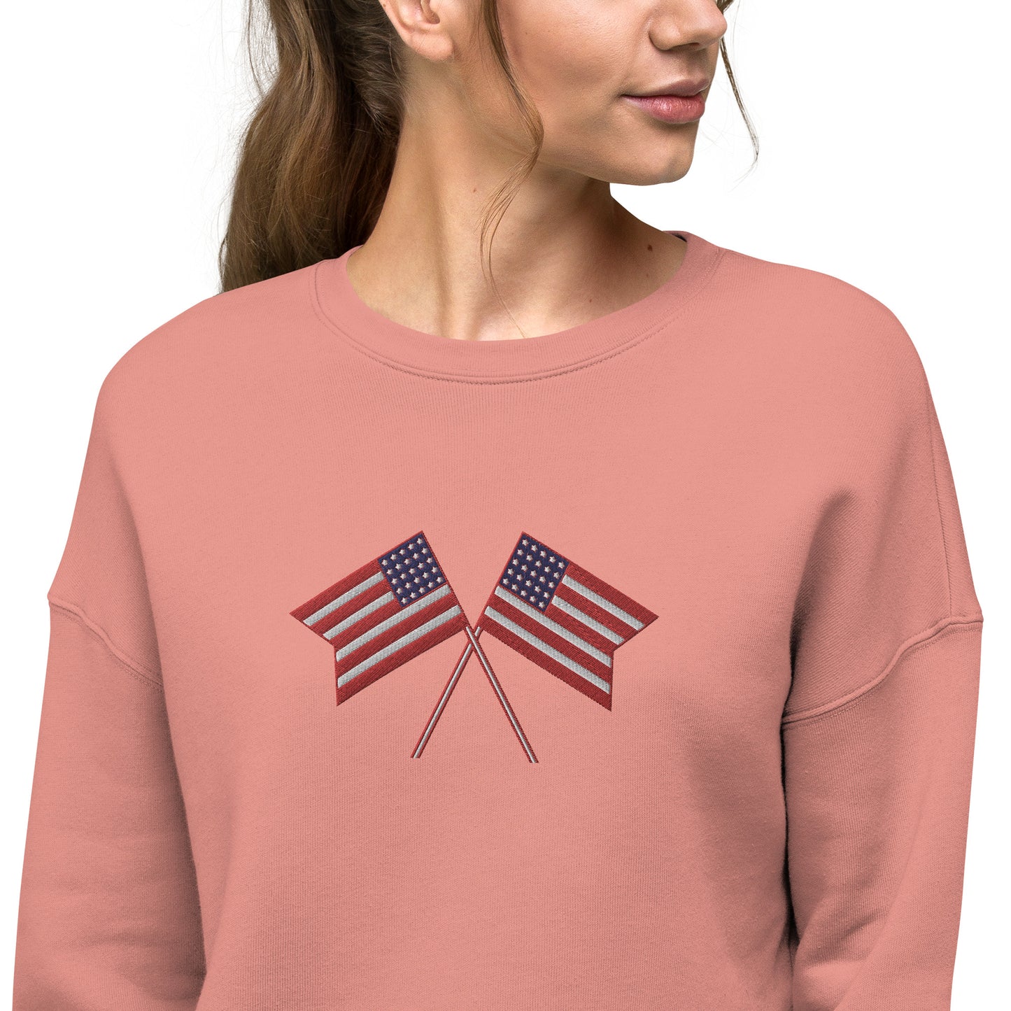 American Flag Women's Crop Sweatshirt - Activewear Well