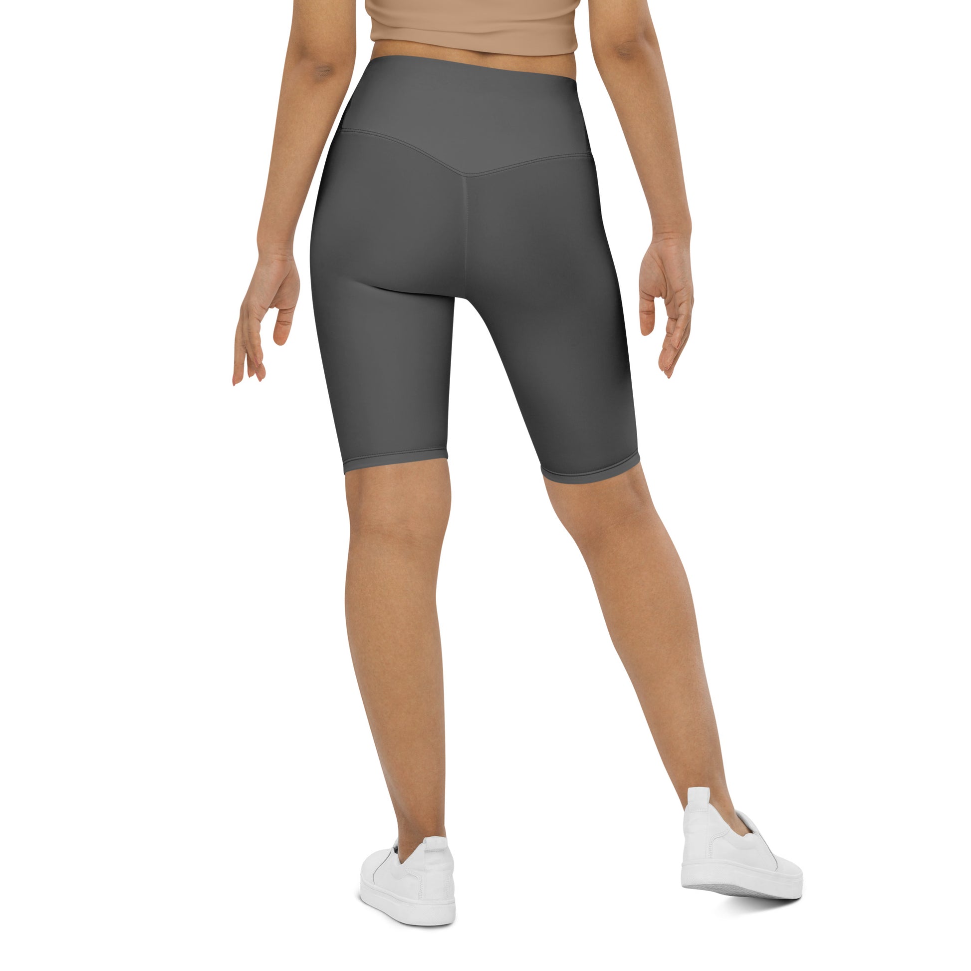Grey High-Rise Biker Shorts - Activewear Well