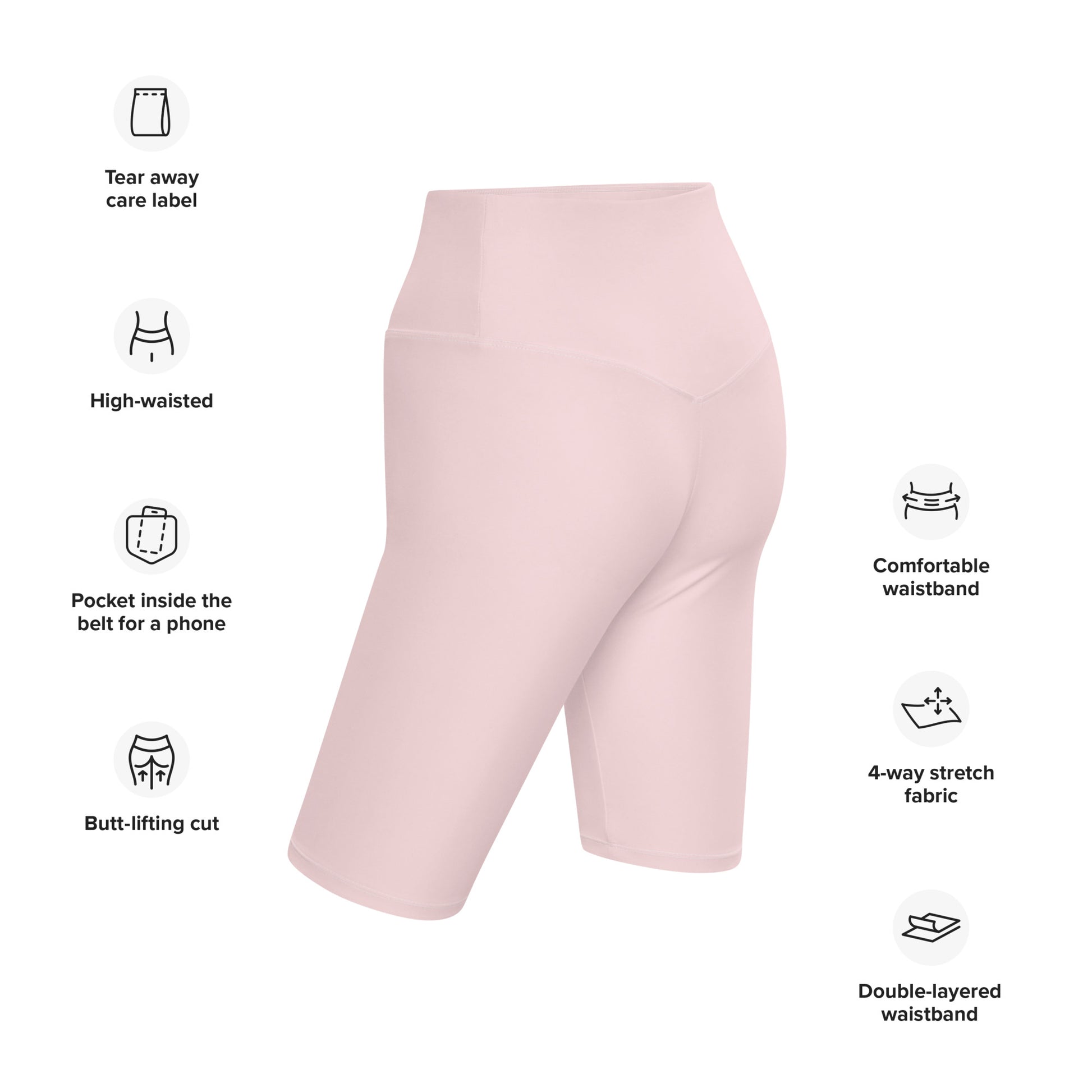 Pastel Pink High-Rise Biker Shorts - Activewear Well