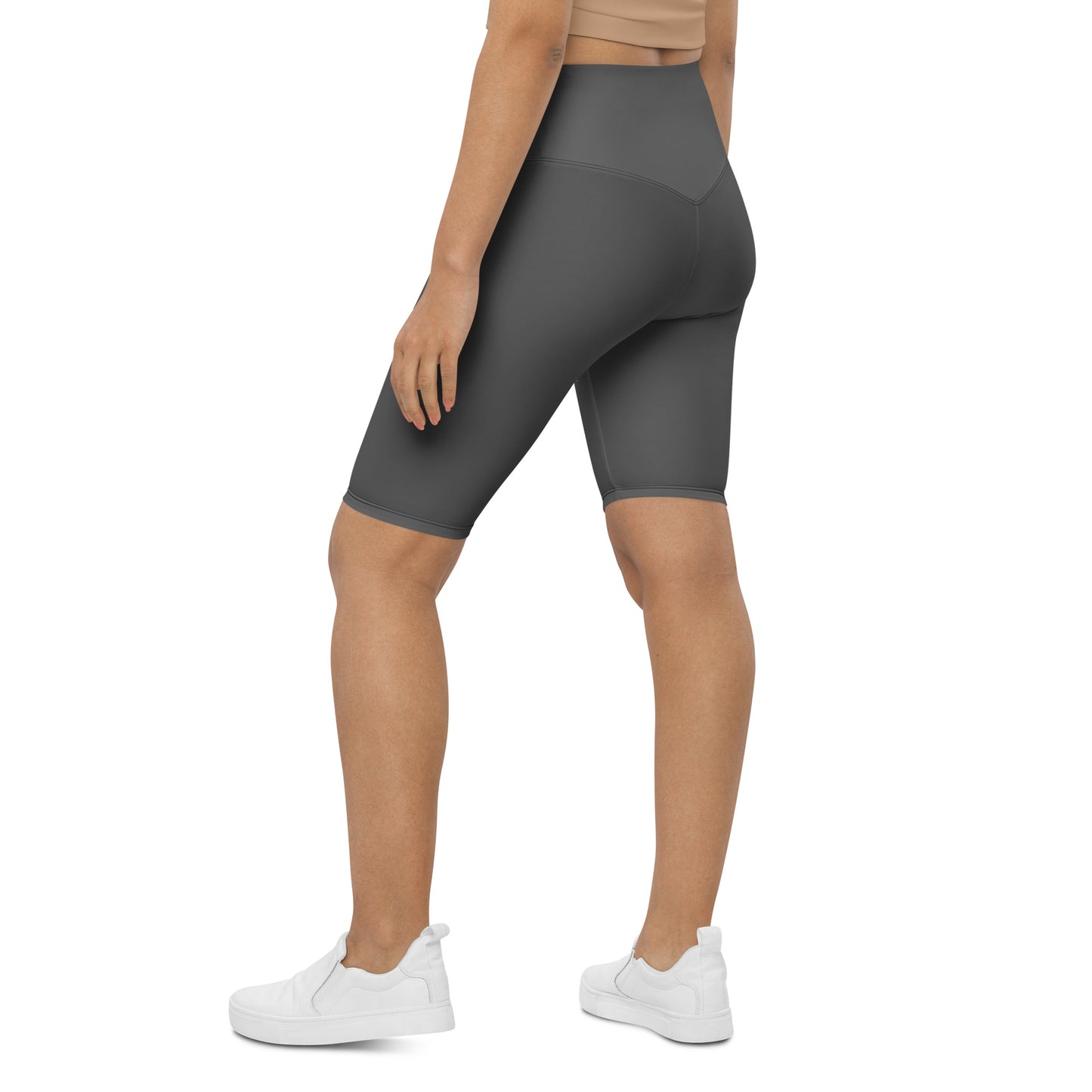 Grey High-Rise Biker Shorts - Activewear Well
