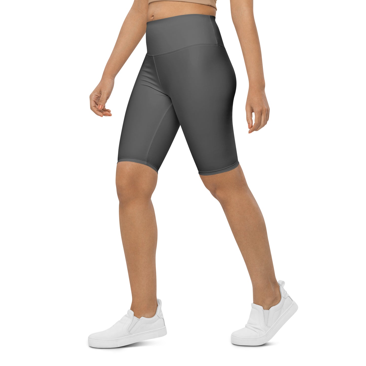 Grey High-Rise Biker Shorts - Activewear Well