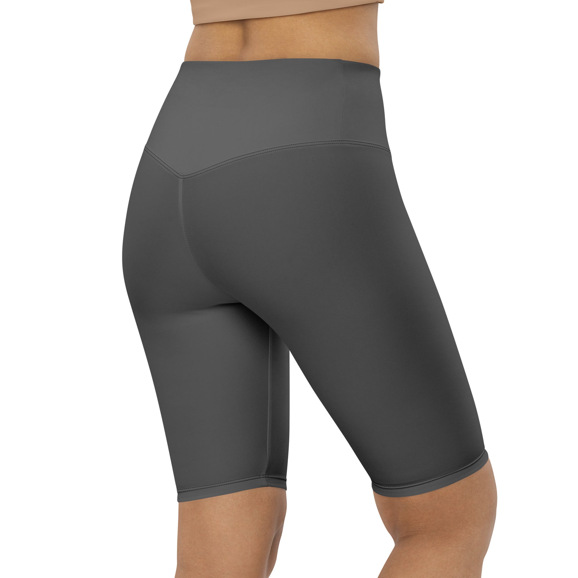 Grey High-Rise Biker Shorts - Activewear Well