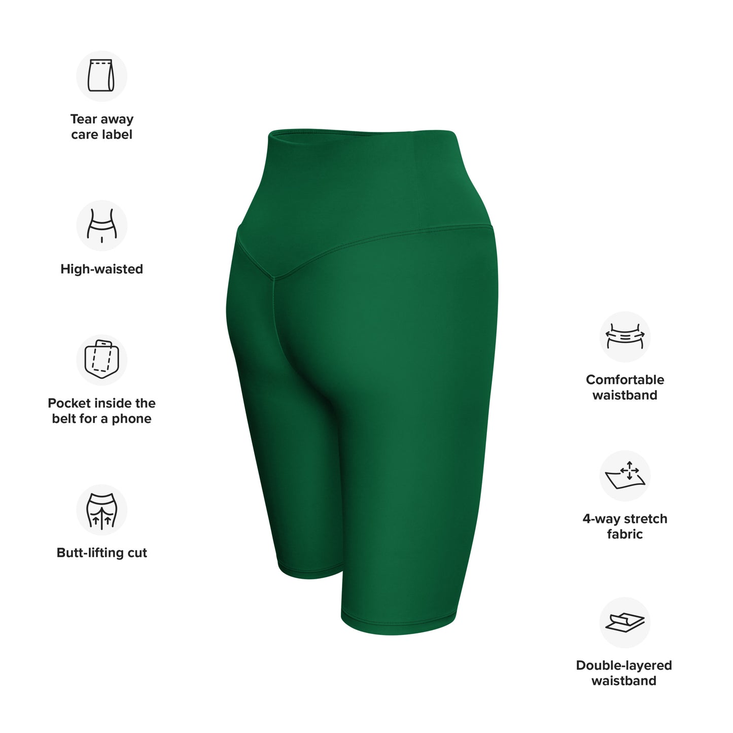 Green High-Rise Biker Shorts - Activewear Well