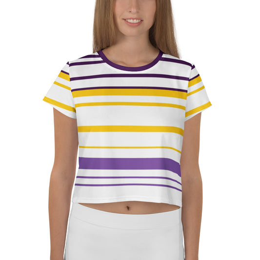 Women's Yellow Striped Crop Tee - Activewear Well