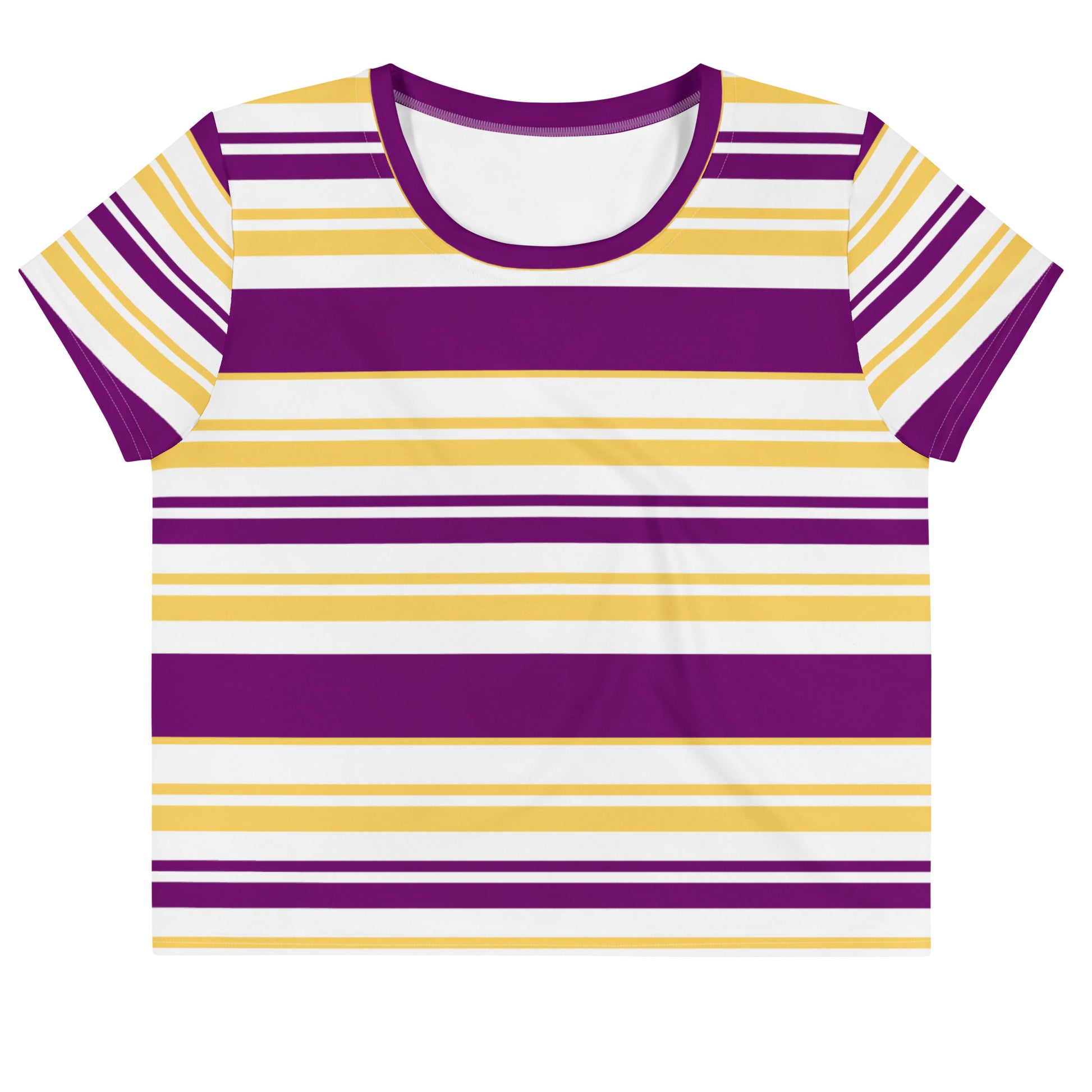 Women's Purple Striped Crop Tee - Activewear Well