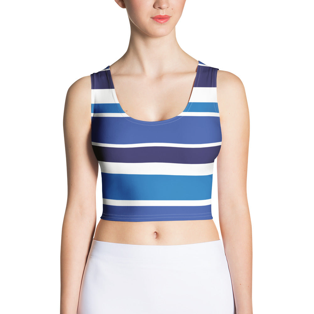Women's Blue Striped Crop Top - Activewear Well
