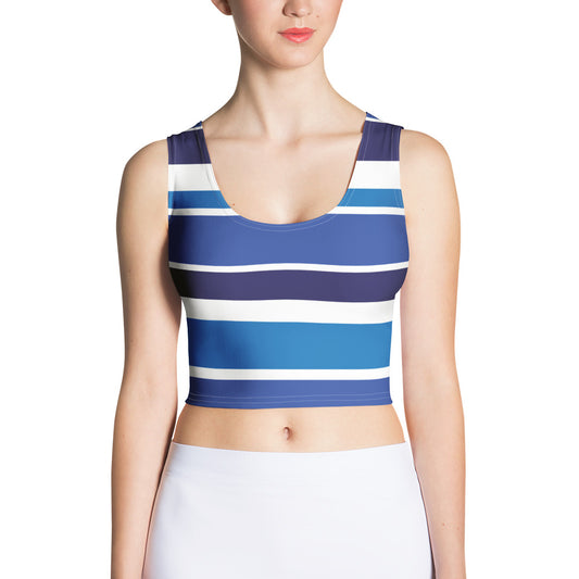 Women's Blue Striped Crop Top - Activewear Well