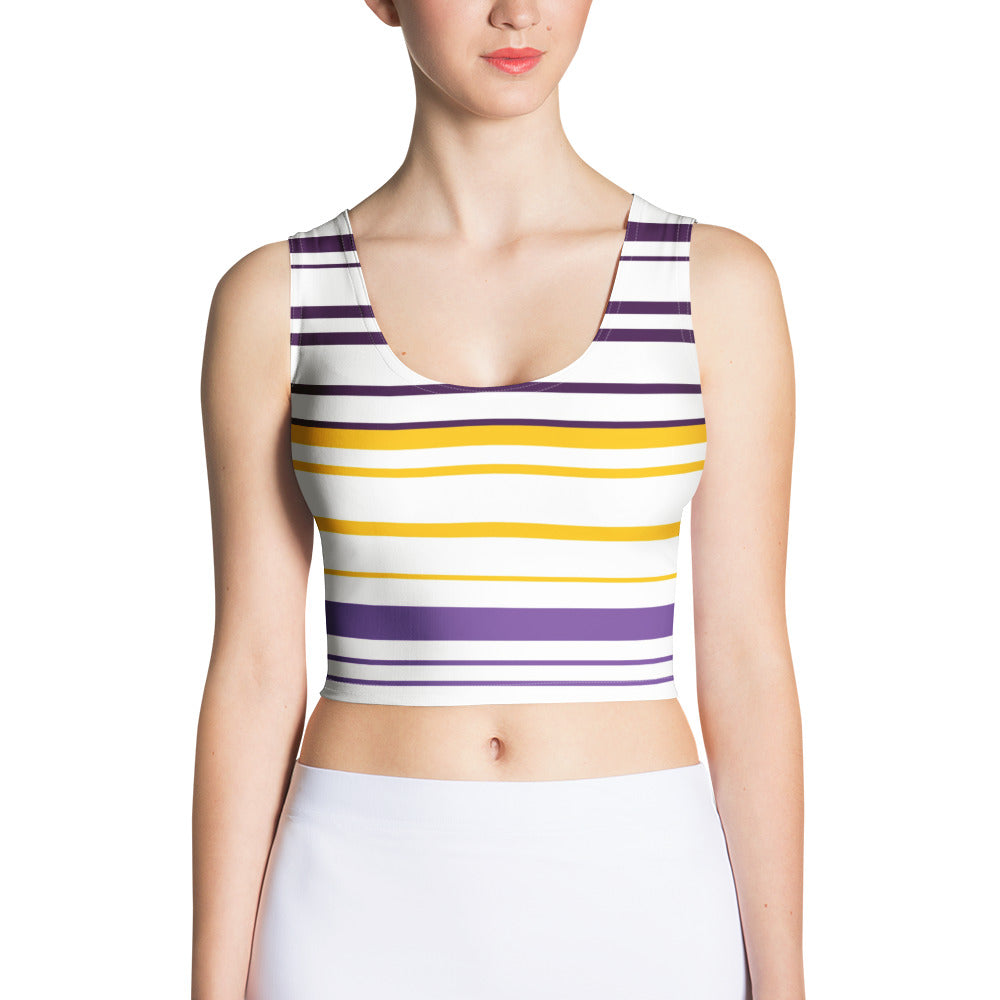 Women's Yellow Striped Crop Top - Activewear Well
