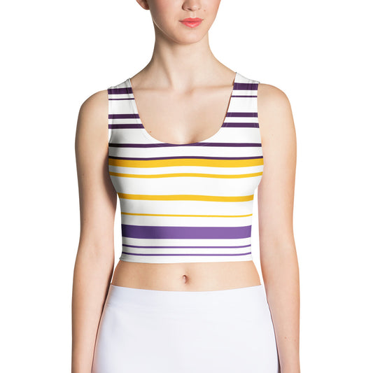 Women's Yellow Striped Crop Top - Activewear Well