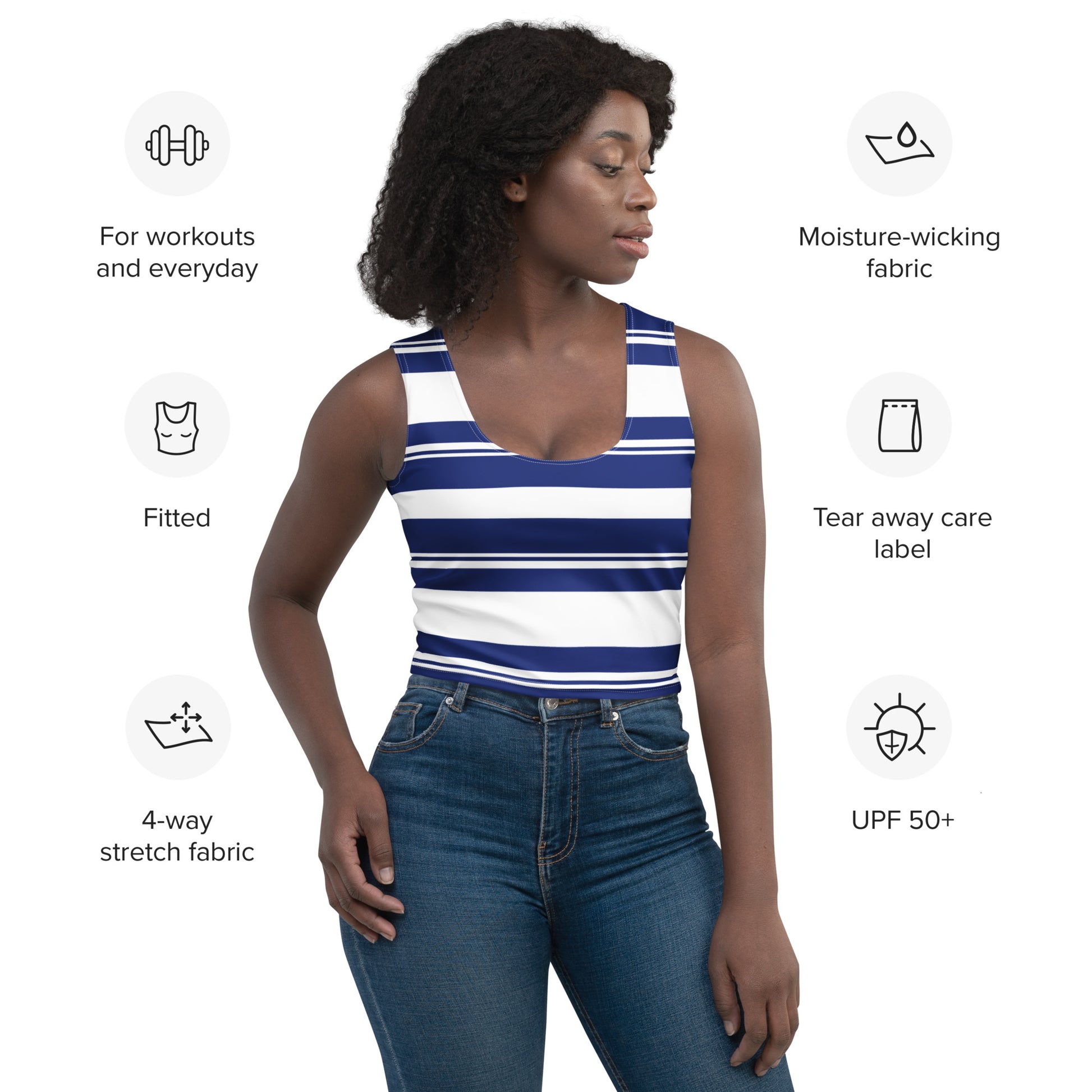 Women's Striped Crop Top - Activewear Well