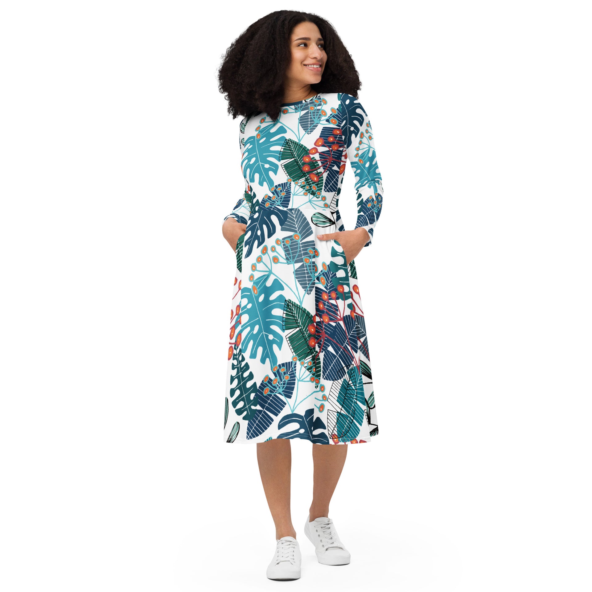 Abby Long Sleeve Midi Dress – Activewear Well Abby Long Sleeve Midi Dress – Activewear Well