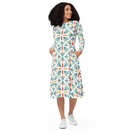 Ava Long Sleeve Midi Dress - Activewear Well