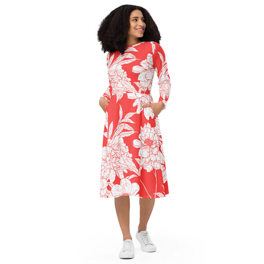 Emily Long Sleeve Midi Dress - Activewear Well