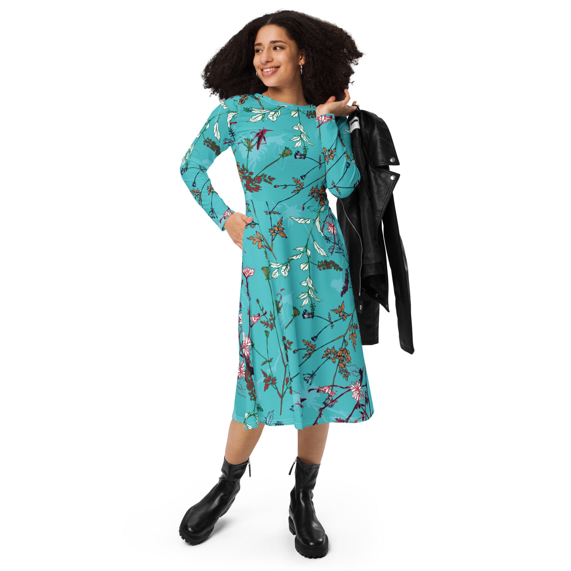 Hailey Long Sleeve Midi Dress - Activewear Well