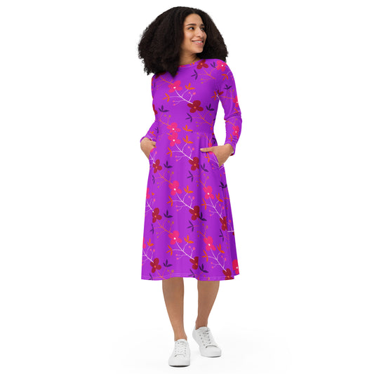 Kayla Long Sleeve Midi Dress - Activewear Well