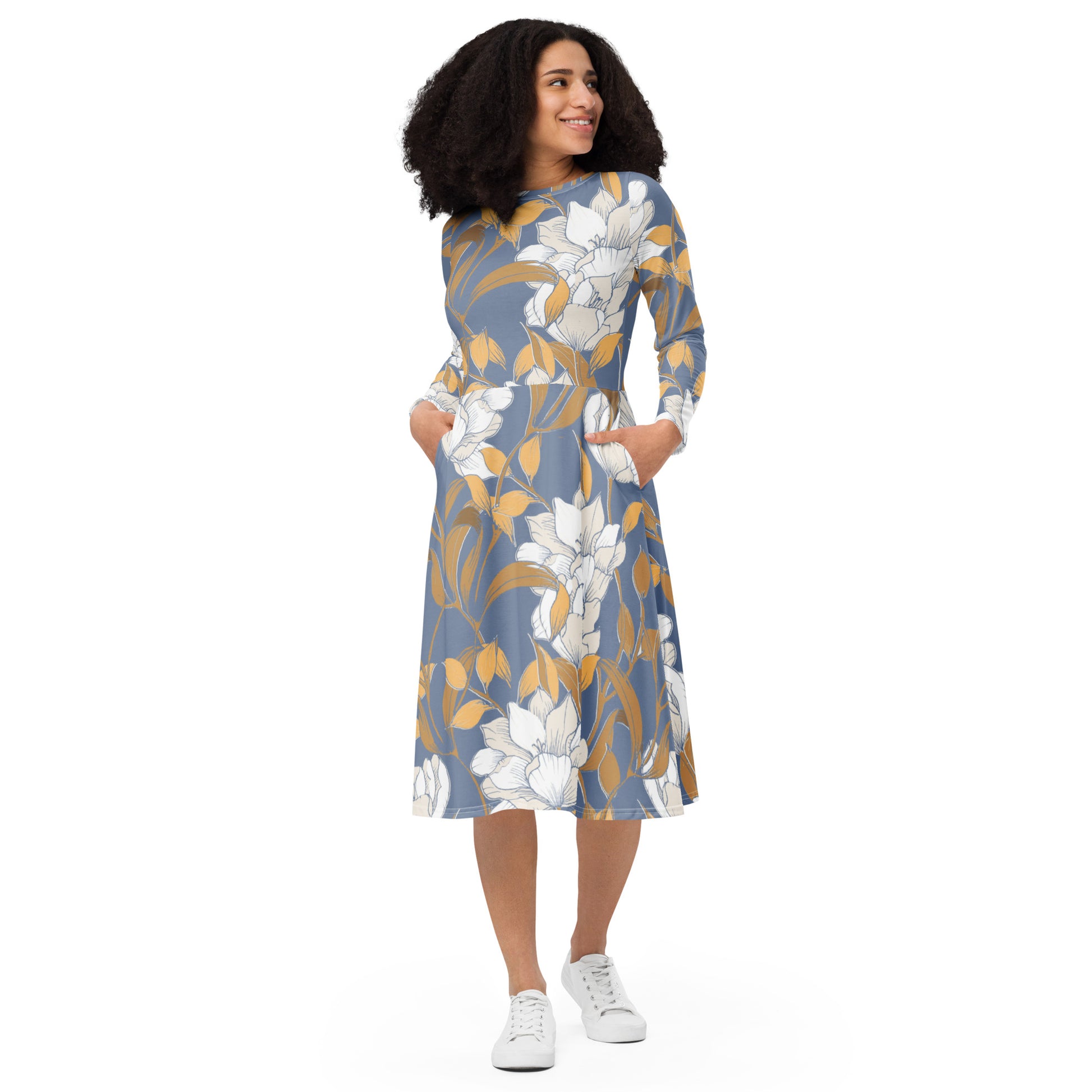 Kristen Long Sleeve Midi Dress - Activewear Well