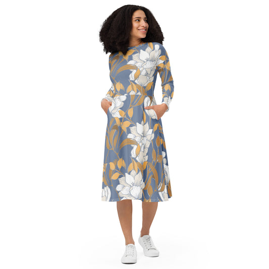 Kristen Long Sleeve Midi Dress - Activewear Well