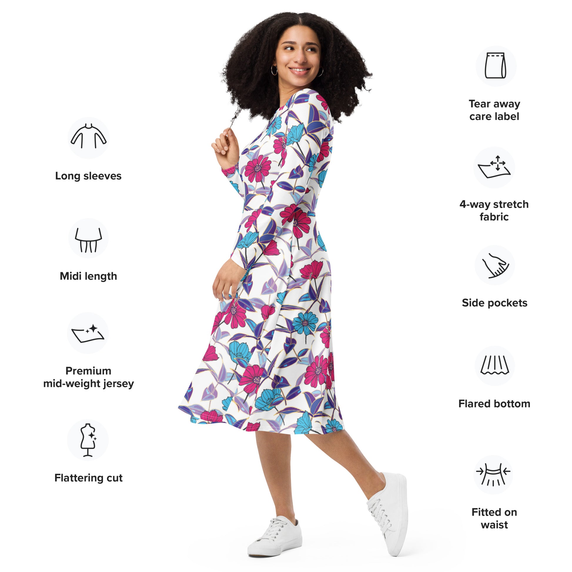 Meryl Long Sleeve Midi Dress - Activewear Well