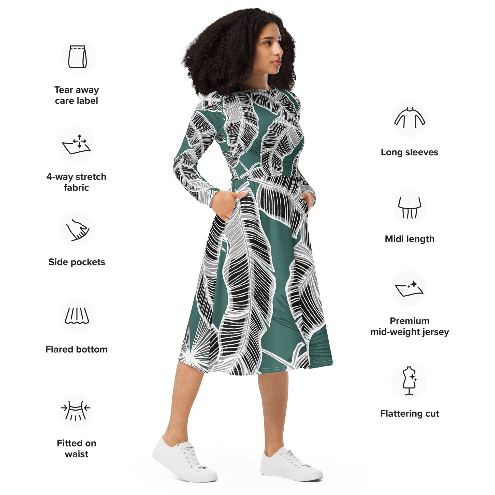 Olivia Long Sleeve Midi Dress - Activewear Well