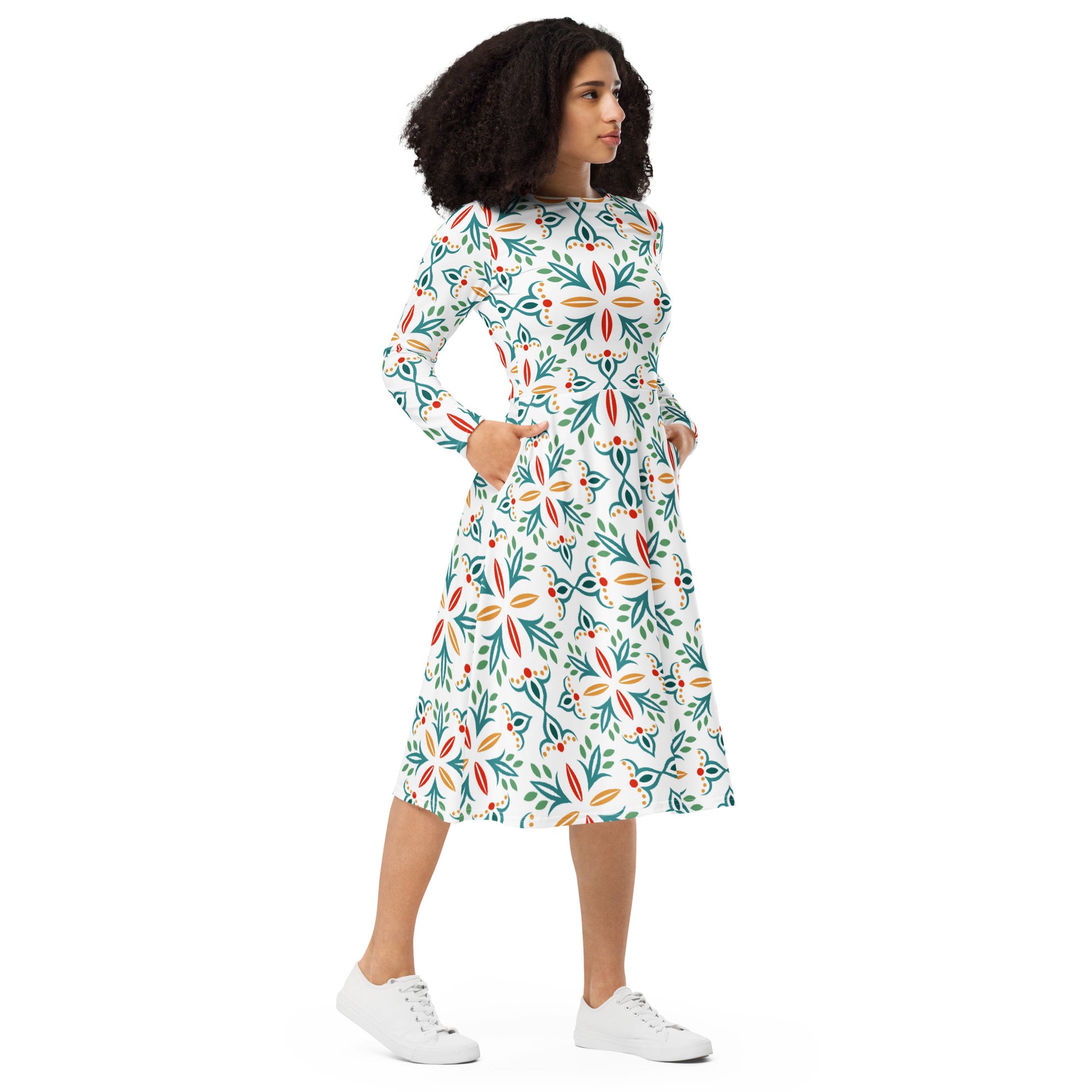 Ava Long Sleeve Midi Dress - Activewear Well