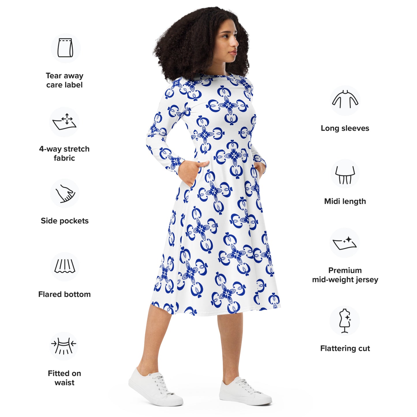 Bella Long Sleeve Midi Dress - Activewear Well