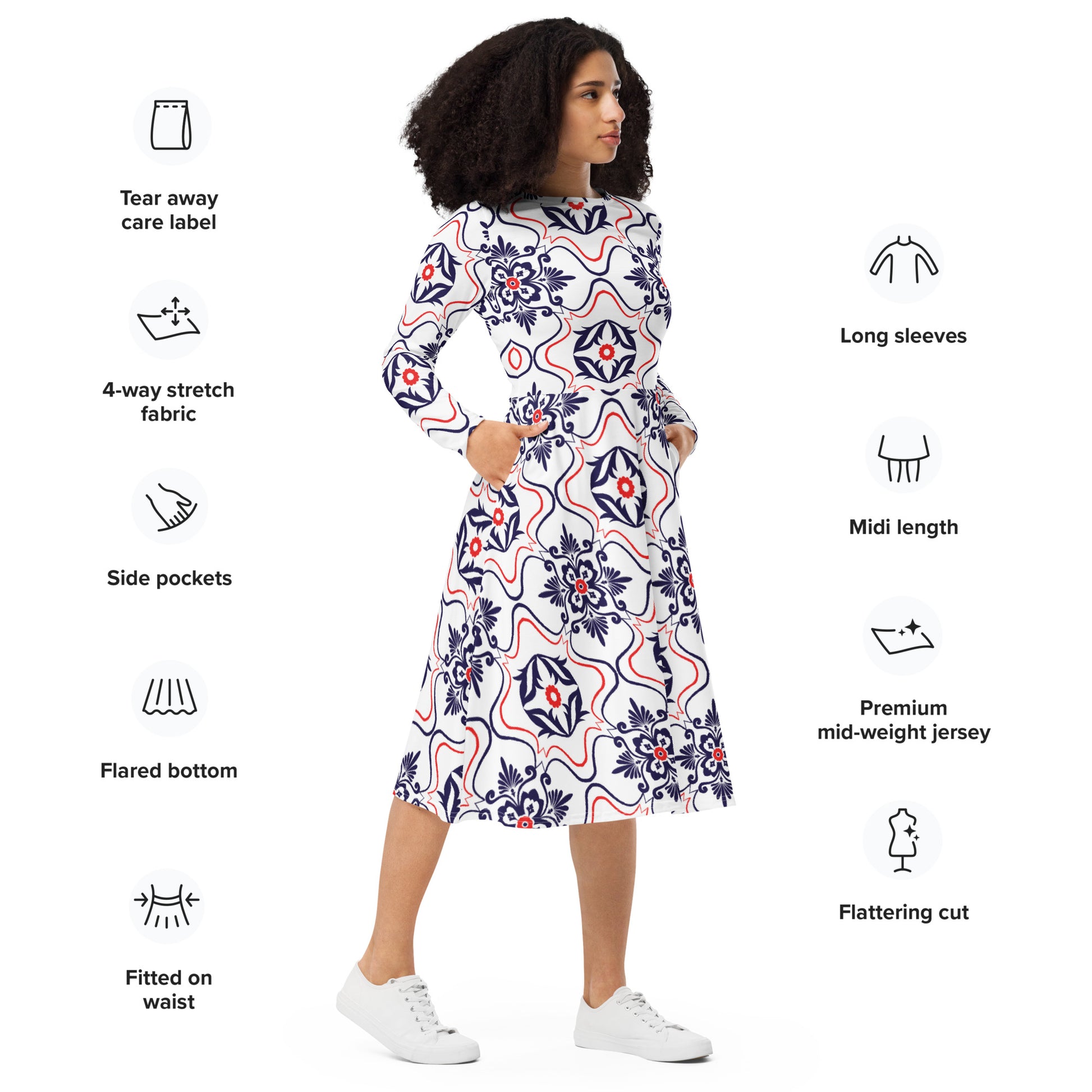 Lana Long Sleeve Midi Dress - Activewear Well